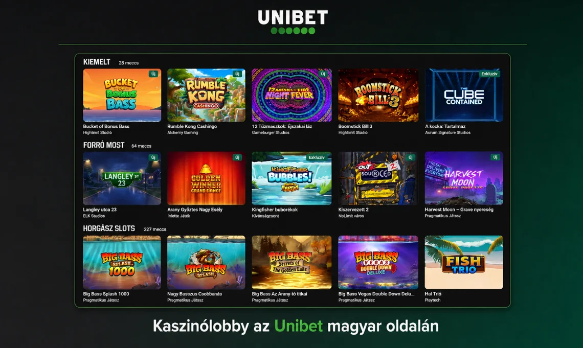 Az Unibet magyarországi kaszinólobbyja játékgyűjteményekkel